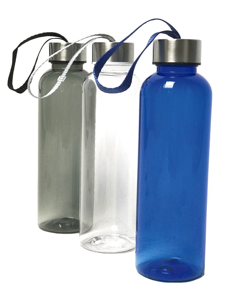 Garrafas de 500ml de tritan em azul, cinzento ou transparente