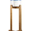 Ceramic dispenser with wooden floor stand