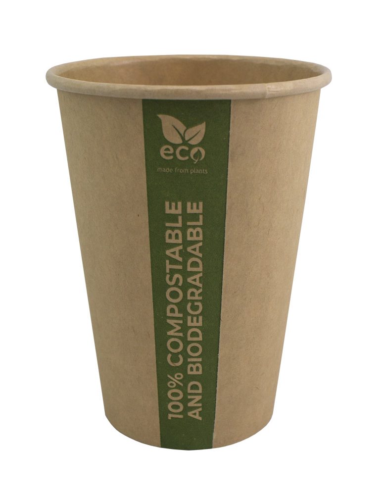 PLA paper cup. Made of cellulose with PLA layer, fully biodegradable and compostable.