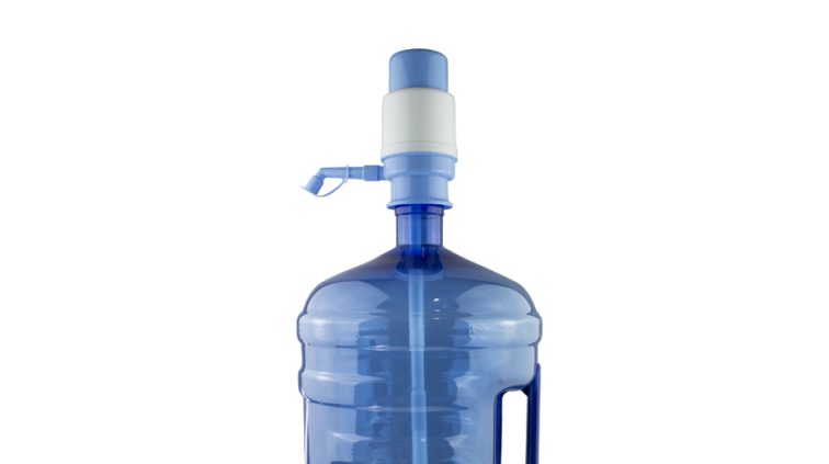 Water pump for 12 to 20 litre PET bottles with 55mm necks without the need for a 5 gallon cap.