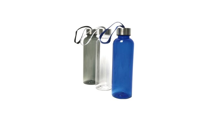 Garrafas de 500ml de tritan em azul, cinzento ou transparente