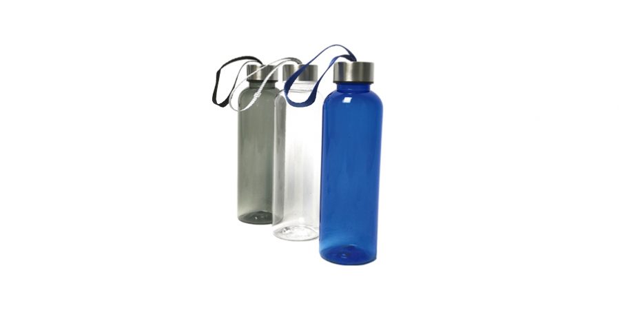 Garrafas de 500ml de tritan em azul, cinzento ou transparente