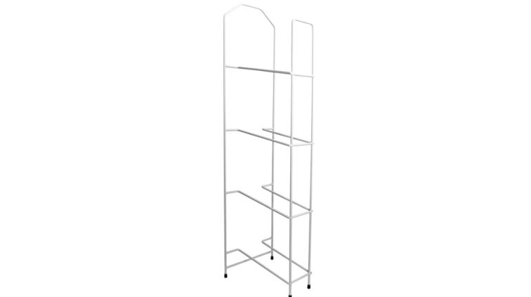 White metal rack for water bottles or carafes