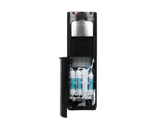 Mains-fed water cooler. Evossé O3 Black Osmosis water cooler. Reverse osmosis filtration.