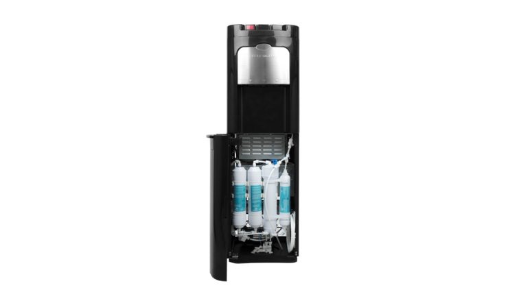 Mains-fed water cooler. Evossé O3 Black Osmosis water cooler. Reverse osmosis filtration.