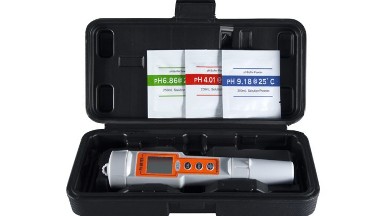 pH and temperature meter for water