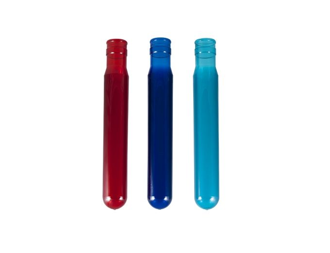 Preforma de PET de 750 gr. Libre de Bisphenol-A disponible en azul, rojo o turquesa