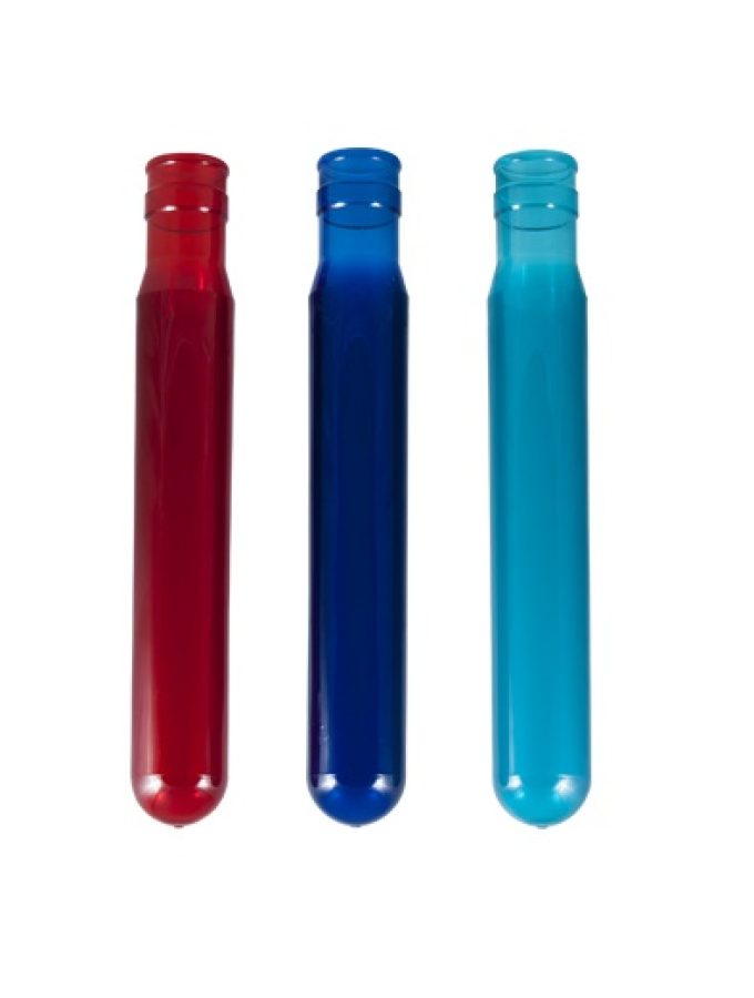 750 gr. PET preform Bisphenol-A free available in blue, red or turquoise