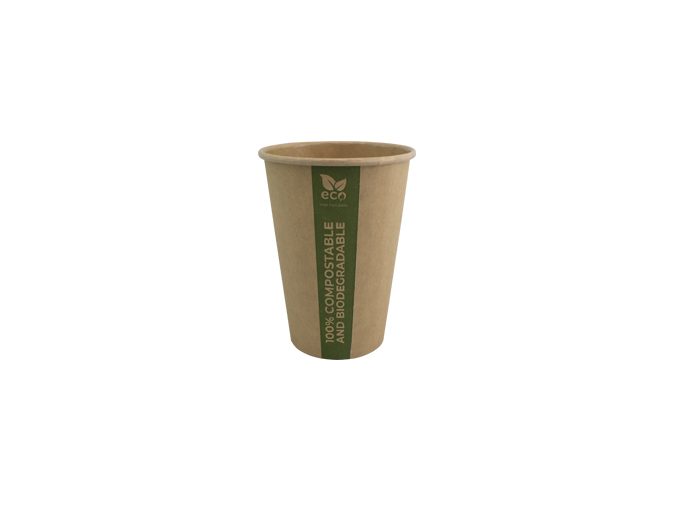 PLA paper cup. Made of cellulose with PLA layer, fully biodegradable and compostable.