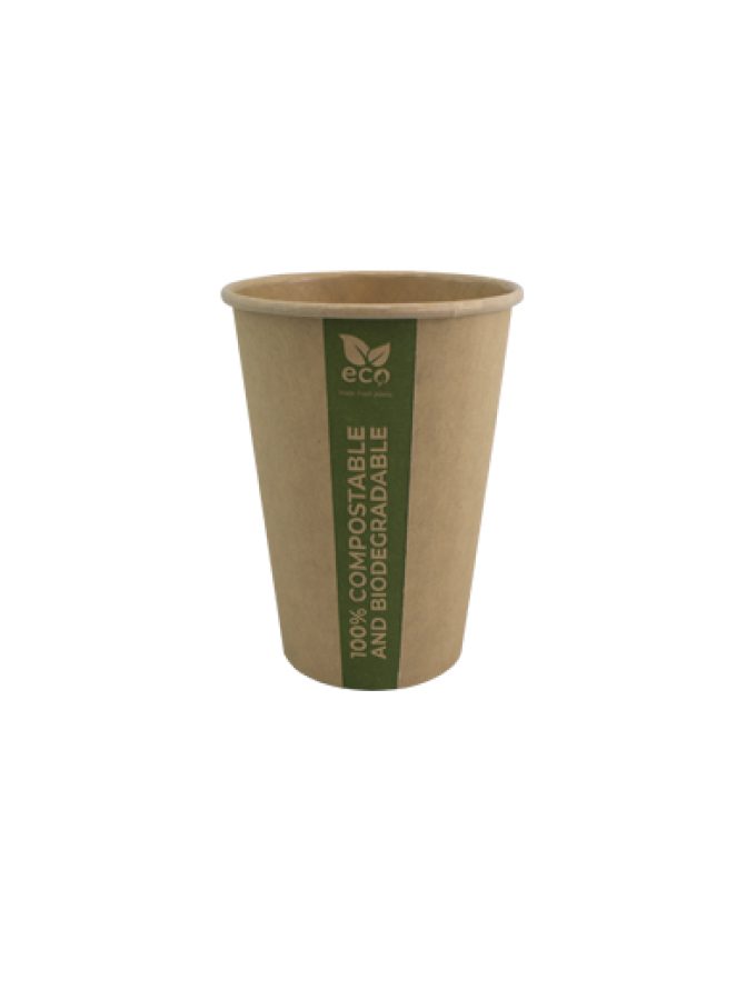 PLA paper cup. Made of cellulose with PLA layer, fully biodegradable and compostable.