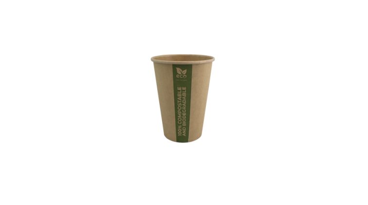 бумажный стаканчик PLA. Чашка из целлюлозы со слоем PLA, полностью биоразлагаемая и компостируемая. Экологически чистый.