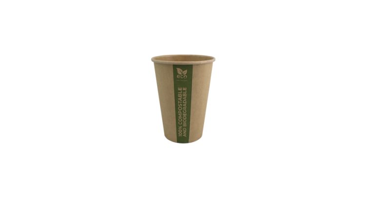 PLA paper cup. Made of cellulose with PLA layer, fully biodegradable and compostable.