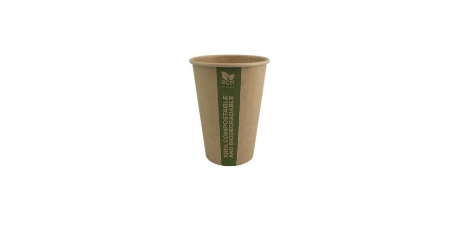 PLA paper cup. Made of cellulose with PLA layer, fully biodegradable and compostable.